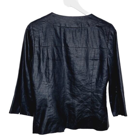 AK ANNE KLEIN 100% Linen Black Scoopneck Blazer - Size 10P - Picture 4 of 6